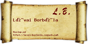 Lévai Borbála névjegykártya