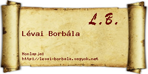 Lévai Borbála névjegykártya